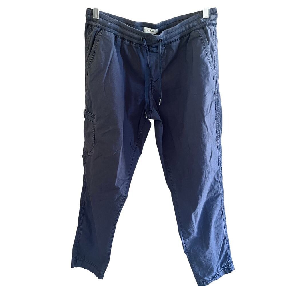 LLBean Navy Cargo Jogger Pants Size MP Stretch Cotton Blend‎ (L398)